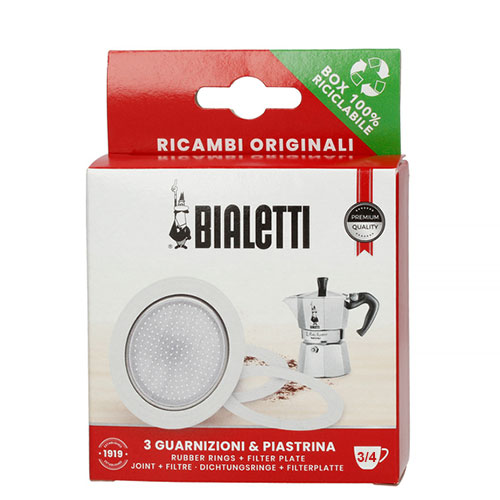 Bialetti Filterplaatje ALU + 3 rubber ringen 3 en 4 kops