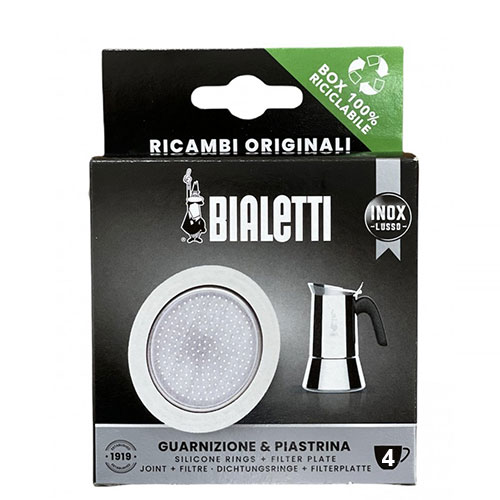 Bialetti RVS Filterplaatje + 1 Siliconen ring 4 kops